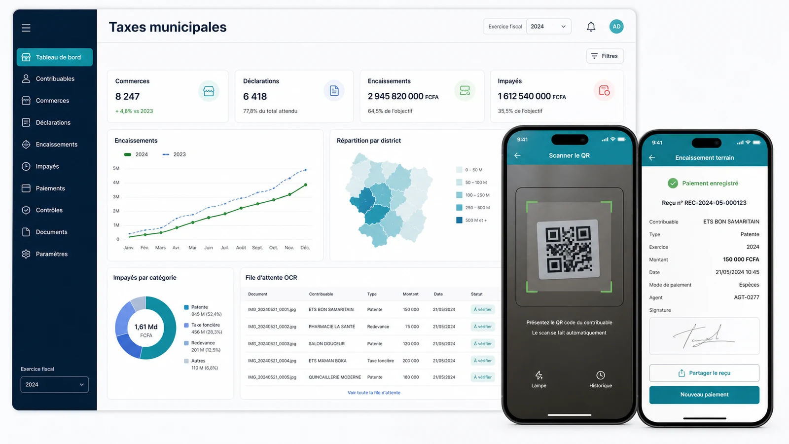 Aperçu de SmartMairie - Plateforme de Digitalisation Fiscale Municipale